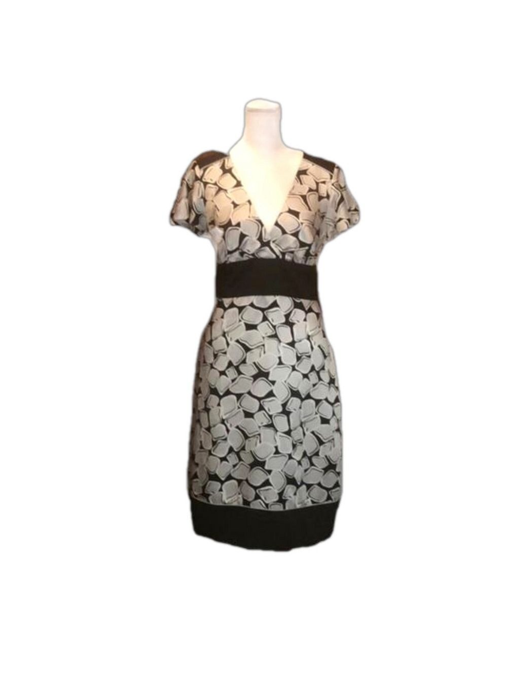 MAX & CLEO Adorable Black & Gray Print Dress Size 6